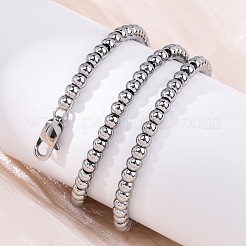 Ожерелья из цельных круглых бусин из нержавеющей стали 304 толщиной 4 мм NJEW-Q013-10P