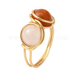 Кольцо на палец из смешанных натуральных драгоценных камней RJEW-JR00590