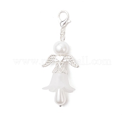 Подвесные украшения из стеклянного жемчуга и прозрачного акрила в виде ангела с крыльями&nbsp;HJEW-JM03898-03