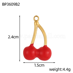 Подвески с вишневыми подвесками из нержавеющей стали 304 с эмалью&nbsp;STAS-OY004-11G