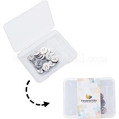 304ステンレススチールチャーム  アルファベット付きフラットラウンド  ステンレス鋼色  a～zの文字  10x1mm  穴：1mm  1個/文字  26個/箱&nbsp;STAS-PH0019-17P