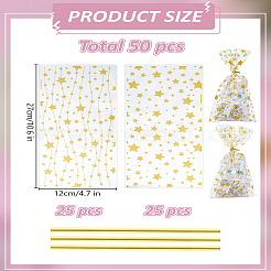 50 шт. 2 стиля подарочные пакеты из целлофана с золотым тиснением и звездами&nbsp;ABAG-LP0001-54