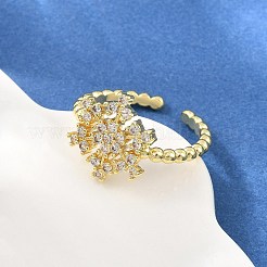 Messing Micro Pave Zirkonia Manschette offene Ringe&nbsp;CU-CBACDF6-05G