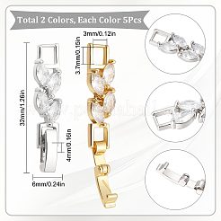 10 fermoir de bracelet de montre en laiton plaqué oxyde de zirconium transparent&nbsp;KK-SC0003-10