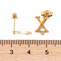 イオンプレーティング（IP）304ステンレススチールスタッドピアス  女性のための  文字x  11x8mm  穴：1mm  ピン：0.7mm&nbsp;FIND-Q103-01X-G
