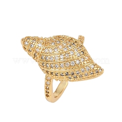 Манжеты из латуни с микро паве кубический цирконий для женщин RJEW-L132-03G-01