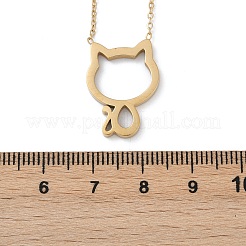 Halsketten mit Katzen-Umriss-Anhänger aus 304 Edelstahl für Damen&nbsp;NJEW-F339-03G