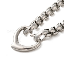 Комплекты ожерелий и браслетов с подвесками в форме сердца из нержавеющей стали 304 STAS-A100-22P