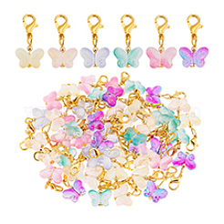 60 шт. 6-х цветные стеклянные подвесные украшения в виде бабочек&nbsp;HJEW-PH01944