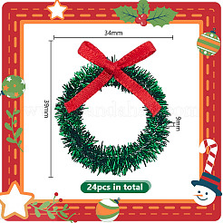 Полиэстер с железным миниатюрным рождественским венком&nbsp;AJEW-WH0609-182A