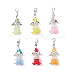 Подвесные украшения в виде цветочного ангела из акрила и стекла HJEW-JM03780