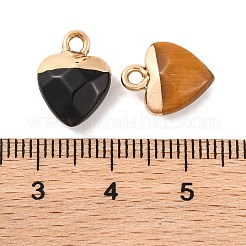 ランダムな天然および合成宝石チャーム  ゴールドトーンのメタルループ付き  ハート  14x10mm&nbsp;HEAR-PW0001-060