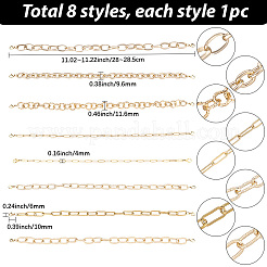 8 шт. 8 стиля 304 нержавеющая сталь и алюминиевые тросовые цепи цепь для бейсболки&nbsp;HJEW-SC0002-51