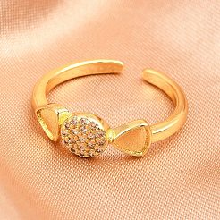 Манжеты из латуни с микро паве кубический цирконий для женщин&nbsp;RJEW-Z113-19