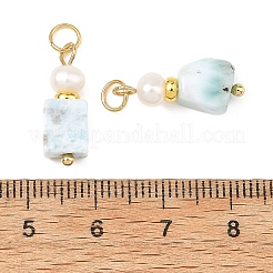 Anhänger aus natürlichem Larimar und Perlen&nbsp;PALLOY-JF06040
