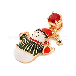 Рождественские тематические латунные подвески с микропаве и кубическим цирконием&nbsp;KK-C076-27G-04