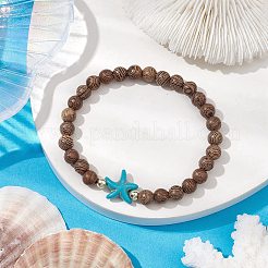 Bracelets extensibles en perles de bois wengé pour femmes&nbsp;BJEW-JB10514-01