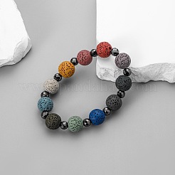 Браслеты из натуральной лавы и синтетического немагнитного гематита с круглыми бусинами для мужчин TG5955