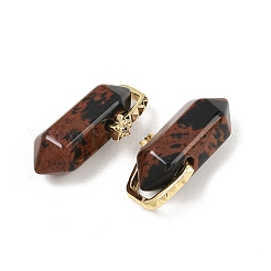 Pendentifs doubles terminaux en obsidienne d'acajou naturel&nbsp;GG-CBA4154-07G-06