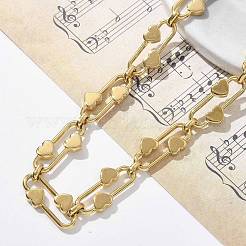 Ожерелья из овальной цепочки в форме сердца из нержавеющей стали 304 для женщин NJEW-B123-01G