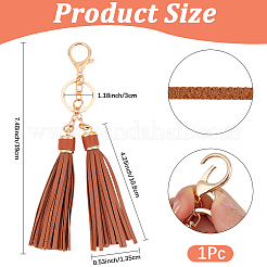 1 porte-clés à pompon en cuir PU&nbsp;KEYC-CL0001-50B