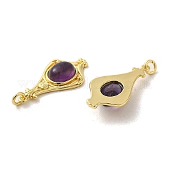 天然石アメジストペンダント  ティアドロップチャーム、ラックメッキプラチナトーン真鍮パーツ付き  カドミウムフリー＆鉛フリー  30x14.5x5.7mm  穴：2.7mm&nbsp;G-C096-03G-04