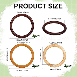 6 Stück 3 Farben runde Ring Holz Taschengriffe&nbsp;DIY-PH0035-25