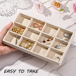 12 Gitter Rechteck Holz mit Samt bedeckt Schmuck Schmuck Display Tabletts&nbsp;AJEW-WH20054-062F-01