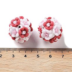 Бусины-цветы из светящейся полимерной глины со стразами RESI-C048-01E