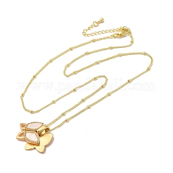 Ожерелья с подвесками из латуни с прозрачным фианитом и прозрачным фианитом NJEW-K269-02C-G