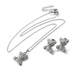 Комплекты серег-гвоздиков и ожерелий с подвесками из латуни с микропаве из кубических цирконий SJEW-Z002-01P