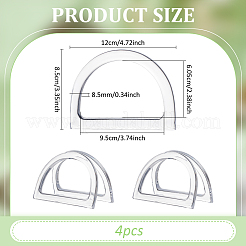 樹脂バッグハンドル  文字dの形  透明  8.5x12x0.85cm  内径：6.05x9.5のCM  4個/セット&nbsp;DIY-PH0029-63D