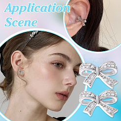 4 par de pendientes con lazo de latón y micropavé de circonitas cúbicas transparentes&nbsp;EJEW-PH0001-58