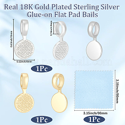 2 pz 2 colori 925 fermagli piatti in argento sterling da incollare&nbsp;STER-BBC0009-76
