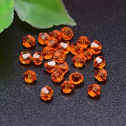 カット加工模造オーストリアクリスタルビーズ連売り  グレードAAA  双円錐形  ダークオレンジ  6x6mm  穴：0.7~0.9mm  約360個/袋&nbsp;G-M180-6mm-12B