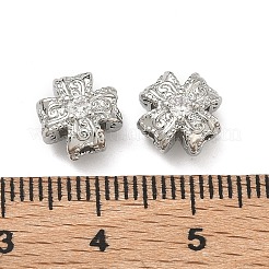 真鍮製の透明なキュービックジルコニアビーズ  カドミウムフリー＆鉛フリー  ラックめっき  長持ちメッキ  クロス  プラチナ  9x9x6mm  穴：1.5mm&nbsp;KK-D228-14P