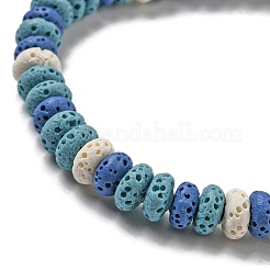 Bracciale regolabile con perline intrecciate di roccia lavica naturale tinta in disco&nbsp;BJEW-G691-01C