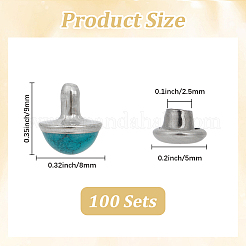 100 шт. латунь с синтетическими бирюзовыми заклепками&nbsp;KK-CL0001-01B