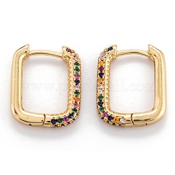 Серьги-кольца из латуни с микро-паве из фианита EJEW-P187-O01