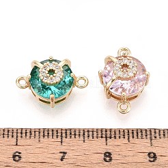 Полукруглые подвески-соединители из латуни с паве из кубического циркония&nbsp;KK-T078-28G