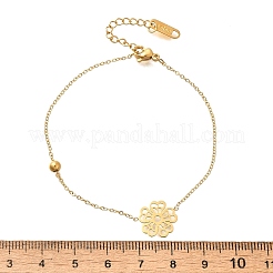 女性用304ステンレススチールリンクブレスレット  花  イオンプレーティング（ip）  ゴールドカラー  6-7/8インチ（17.6cm）&nbsp;BJEW-Z087-03G