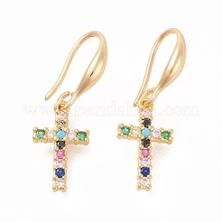Micro ottone spianare zirconi orecchini pendenti&nbsp;EJEW-F233-02