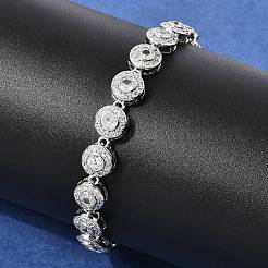 Латунные браслеты-цепочки с микропаве из прозрачных кубических цирконий для женщин&nbsp;BJEW-H639-03P