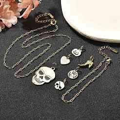 304 нержавеющая сталь эмалированная обувь череп сердце тыква кулон и ожерелья и браслеты комплекты SJEW-Q002-01G
