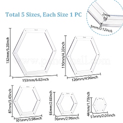 5 Stück sechseckige Quilt-Vorlage aus Acryl in 5 Stilen&nbsp;TOOL-WH0136-213