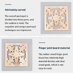 Artisanat d'applique onlay sculpté en bois massif naturel&nbsp;WOOD-FH0001-13