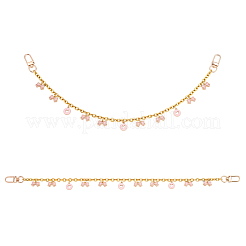 2 stücke legierung emaille rosa bowknot quaste 304 edelstahl kabel kette tasche dekorative ketten&nbsp;AJEW-BBC0001-03
