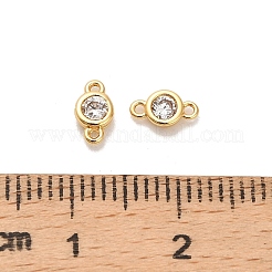 Breloques de connecteur rondes plates en laiton avec zircone cubique transparente&nbsp;KK-H515-02D-G