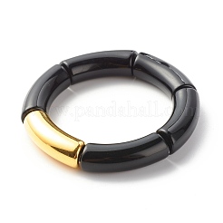 分厚いチューブビーズストレッチbraeletesセット  ナゲッツビーズブレスレット  女性のためのアクリル＆ccbプラスチックビーズブレスレット  ゴールド  内径：2インチ（5cm）  2個/セット&nbsp;X-BJEW-JB07321