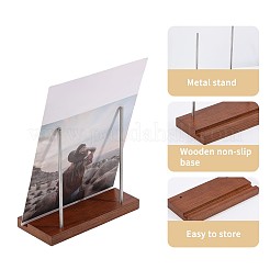 Schallplattenständer aus Holz mit Schlitzen und Edelstahlhalterung&nbsp;ODIS-WH0043-344A